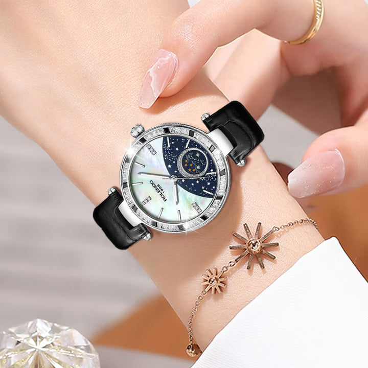 ROLENDO Women's Watch | CounterROLENDO Version Authentic Mechanical Watch | Starry Sky Mica Dial | Light Luxury Premium Design | Best-Selling Gift Recommendation RL7025
