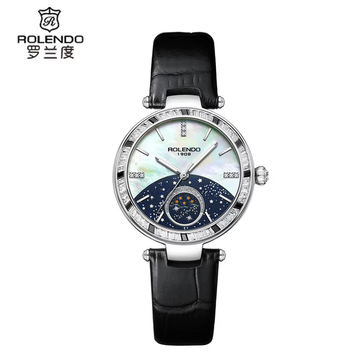 ROLENDO Women's Watch | CounterROLENDO Version Authentic Mechanical Watch | Starry Sky Mica Dial | Light Luxury Premium Design | Best-Selling Gift Recommendation RL7025