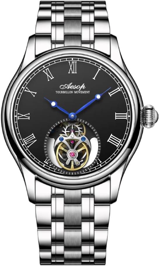 AESOP Tourbillon Men Watches Real Tourbillon Movement Mechanical Hand Wind Wristwatches Stainless Steel Sapphire Crystal Waterproof Business Luxury Classic Watch 7061