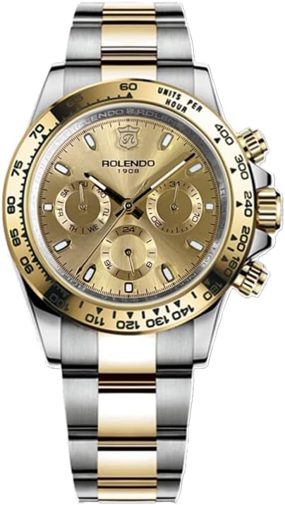 Automatic Watches for Men, Mechanical Watch with Day-Date 40.5mm, Ceramic Bezel Stainless Steel Screw Down Crown Waterproof Sport Watch Mineral Glass, Homage Daytona Wrist Watch for Casual Business, Gift for Men