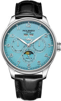 Mens Automatic Watch, Portuguese-Style Pilot Watch with Annual Calendar(Date-Day-Month-Year), 43mm Stainless Steel Case, Calfskin Strap, Luminous Hands, Luxury Mechanical Dress Watch for Men