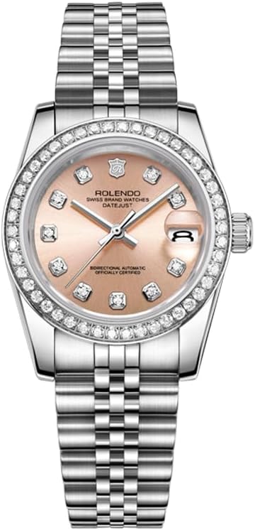 Elegant Automatic Watches for Women, Datejust Style 32mm with Jubilee Bracelet - Zirconia Bezel Luxury Self-Winding Mechanical Watch with Date Window, 316L Stainless Steel Lady Watch, 50M Water Resistant, Gift for Women