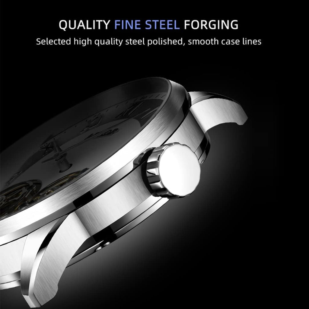 AESOP Double Tourbillon Watches Men Mechanical Hand Wind Wristwatches Stainless Steel Sapphire Crystal Waterproof Luxury Business Watch for Men 7026