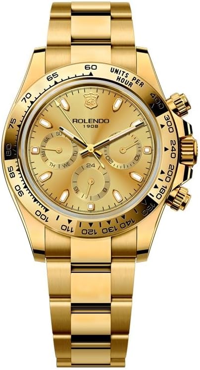 Automatic Watches for Men, Mechanical Watch with Day-Date 40.5mm, Ceramic Bezel Stainless Steel Screw Down Crown Waterproof Sport Watch Mineral Glass, Homage Daytona Wrist Watch for Casual Business, Gift for Men