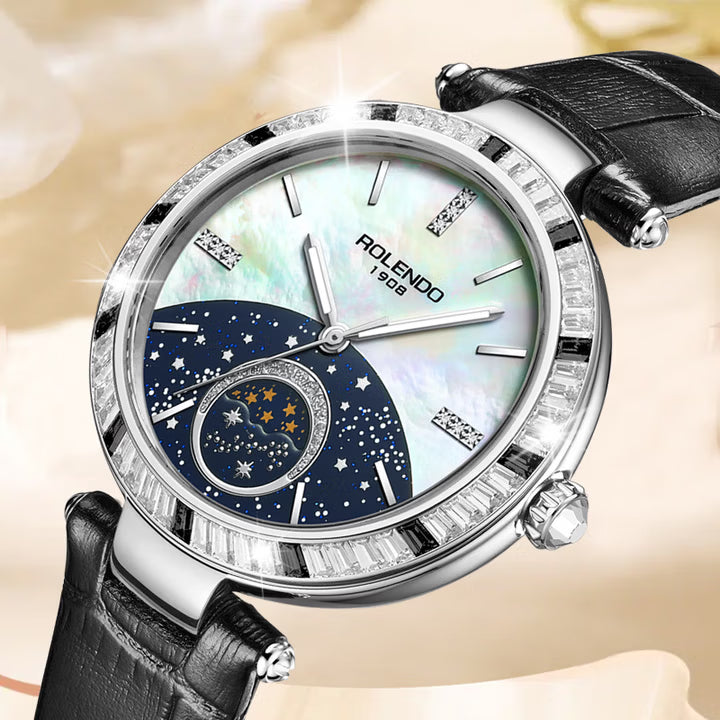 ROLENDO Women's Watch | CounterROLENDO Version Authentic Mechanical Watch | Starry Sky Mica Dial | Light Luxury Premium Design | Best-Selling Gift Recommendation RL7025