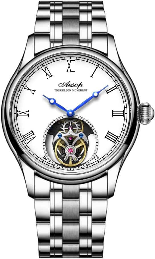 AESOP Tourbillon Men Watches Real Tourbillon Movement Mechanical Hand Wind Wristwatches Stainless Steel Sapphire Crystal Waterproof Business Luxury Classic Watch 7061