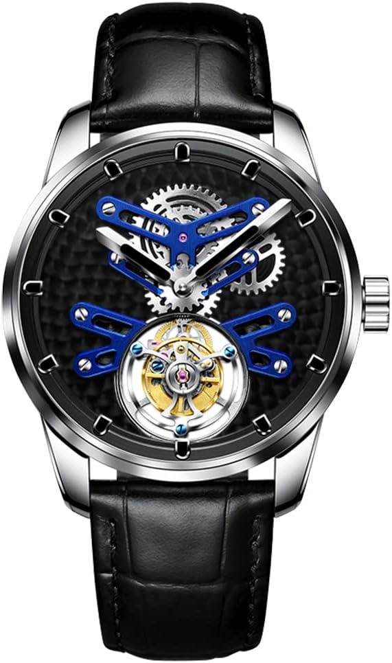 AESOP Flying Tourbillon Watches for Men Luxury Mechanical Hand Wind Wrist Watch Analog Stainless Steel Sapphire Crystal Waterproof Business Casual Mens Watch 7029