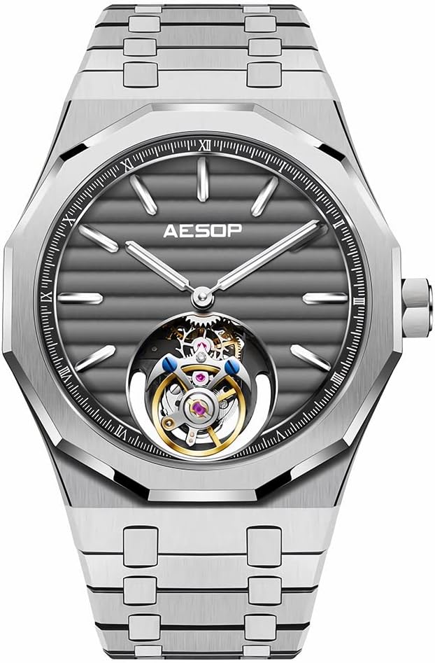 AESOP Men Tourbillon Watches Flying Tourbillon Hand Wind Movement Men Wristwatches Luminous Sapphire Crystal Waterproof Luxury Business Watch for Men 7057