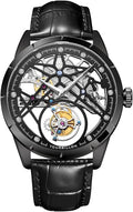 AESOP Hollow Skeleton Tourbillon Men Watches Mechanical Hand Wind Men Wristwatches Stainless Steel Sapphire Crystal Mirror Waterproof Business Luxury Watch with Leather Strap 7018