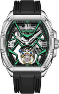AESOP Tonneau Men Tourbillon Watches Skeleton Luminous Hand Wind Analog Men Wristwatches Sapphire Crystal Waterproof Luxury Business Watch for Men 7059
