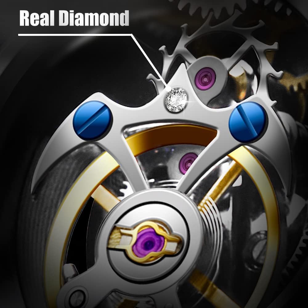 AESOP Skeleton Real Tourbillon Mechanical Mens Watches Hollow Dial Hand Wind Analog Wristwatches Sapphire Crystal Super Luminous Waterproof Fashion Luxury Watch for Men 7052