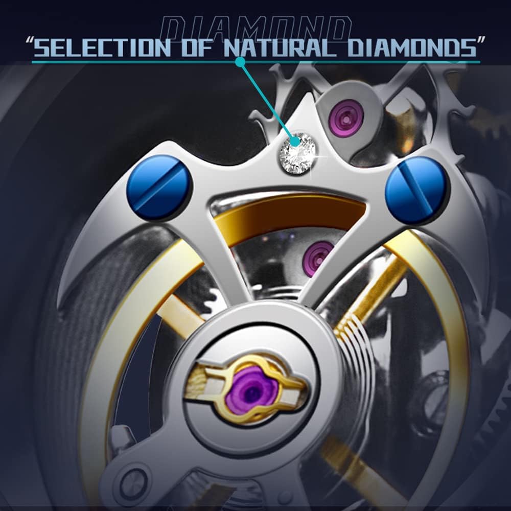 AESOP Tourbillon Watches Men Mechanical Hand Wind Wristwatches Luxury Skeleton Stainless Steel Sapphire Crystal Waterproof Dress Business Watch for Mens Gift 7040