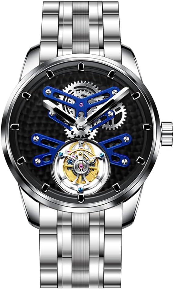 AESOP Flying Tourbillon Watches for Men Luxury Mechanical Hand Wind Wrist Watch Analog Stainless Steel Sapphire Crystal Waterproof Business Casual Mens Watch 7029