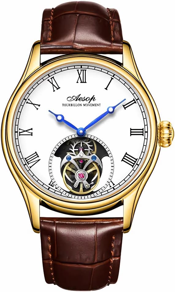 AESOP Tourbillon Men Watches Real Tourbillon Movement Mechanical Hand Wind Wristwatches Stainless Steel Sapphire Crystal Waterproof Business Luxury Classic Watch 7061