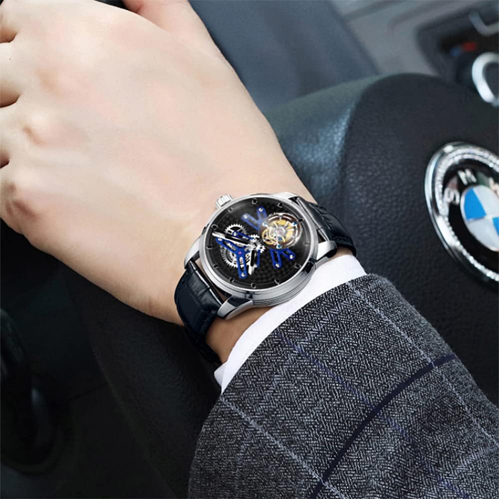 AESOP Flying Tourbillon Watches for Men Luxury Mechanical Hand Wind Wrist Watch Analog Stainless Steel Sapphire Crystal Waterproof Business Casual Mens Watch 7029