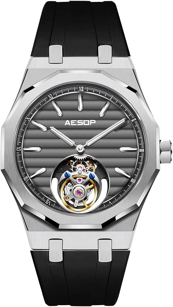AESOP Men Tourbillon Watches Flying Tourbillon Hand Wind Movement Men Wristwatches Luminous Sapphire Crystal Waterproof Luxury Business Watch for Men 7057