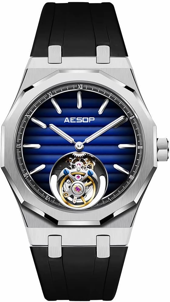 AESOP Men Tourbillon Watches Flying Tourbillon Hand Wind Movement Men Wristwatches Luminous Sapphire Crystal Waterproof Luxury Business Watch for Men 7057