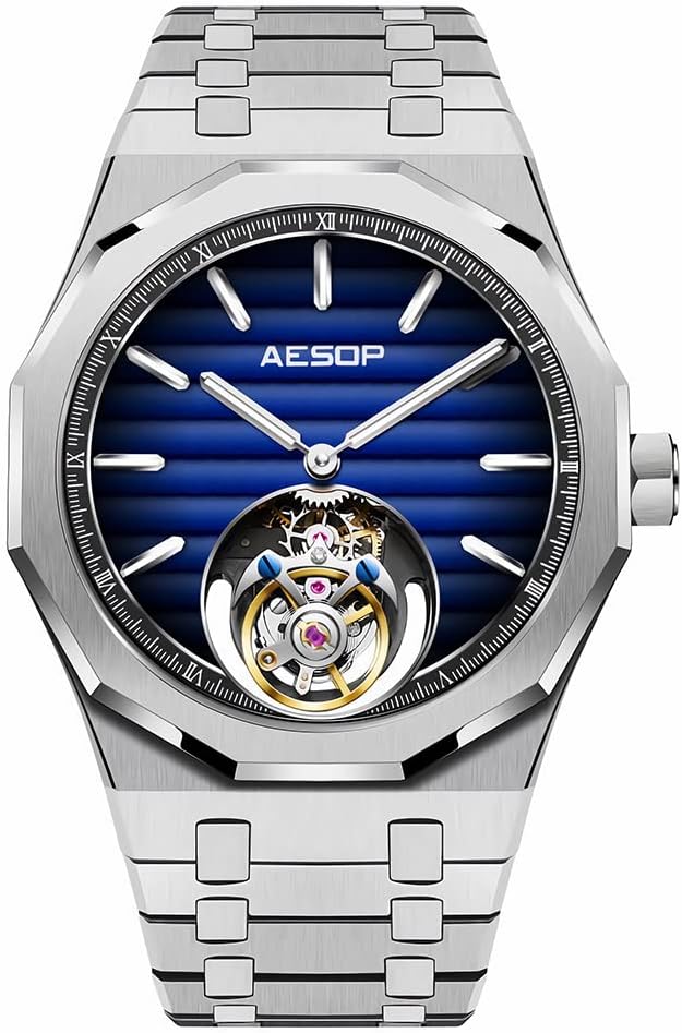AESOP Men Tourbillon Watches Flying Tourbillon Hand Wind Movement Men Wristwatches Luminous Sapphire Crystal Waterproof Luxury Business Watch for Men 7057