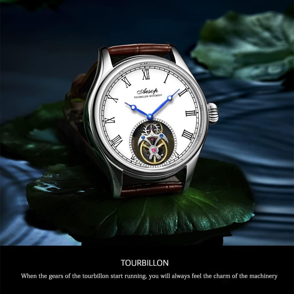 AESOP Tourbillon Men Watches Real Tourbillon Movement Mechanical Hand Wind Wristwatches Stainless Steel Sapphire Crystal Waterproof Business Luxury Classic Watch 7061