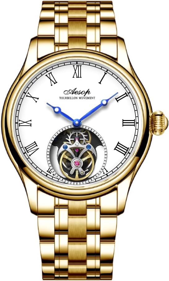 AESOP Tourbillon Men Watches Real Tourbillon Movement Mechanical Hand Wind Wristwatches Stainless Steel Sapphire Crystal Waterproof Business Luxury Classic Watch 7061