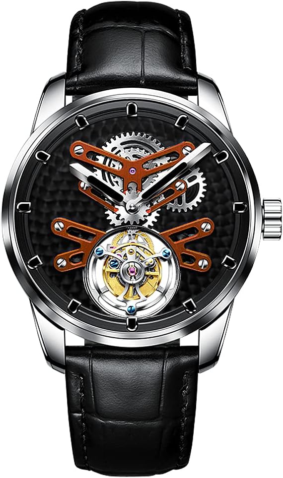 AESOP Flying Tourbillon Watches for Men Luxury Mechanical Hand Wind Wrist Watch Analog Stainless Steel Sapphire Crystal Waterproof Business Casual Mens Watch 7029