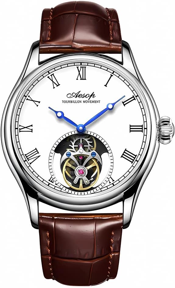 AESOP Tourbillon Men Watches Real Tourbillon Movement Mechanical Hand Wind Wristwatches Stainless Steel Sapphire Crystal Waterproof Business Luxury Classic Watch 7061