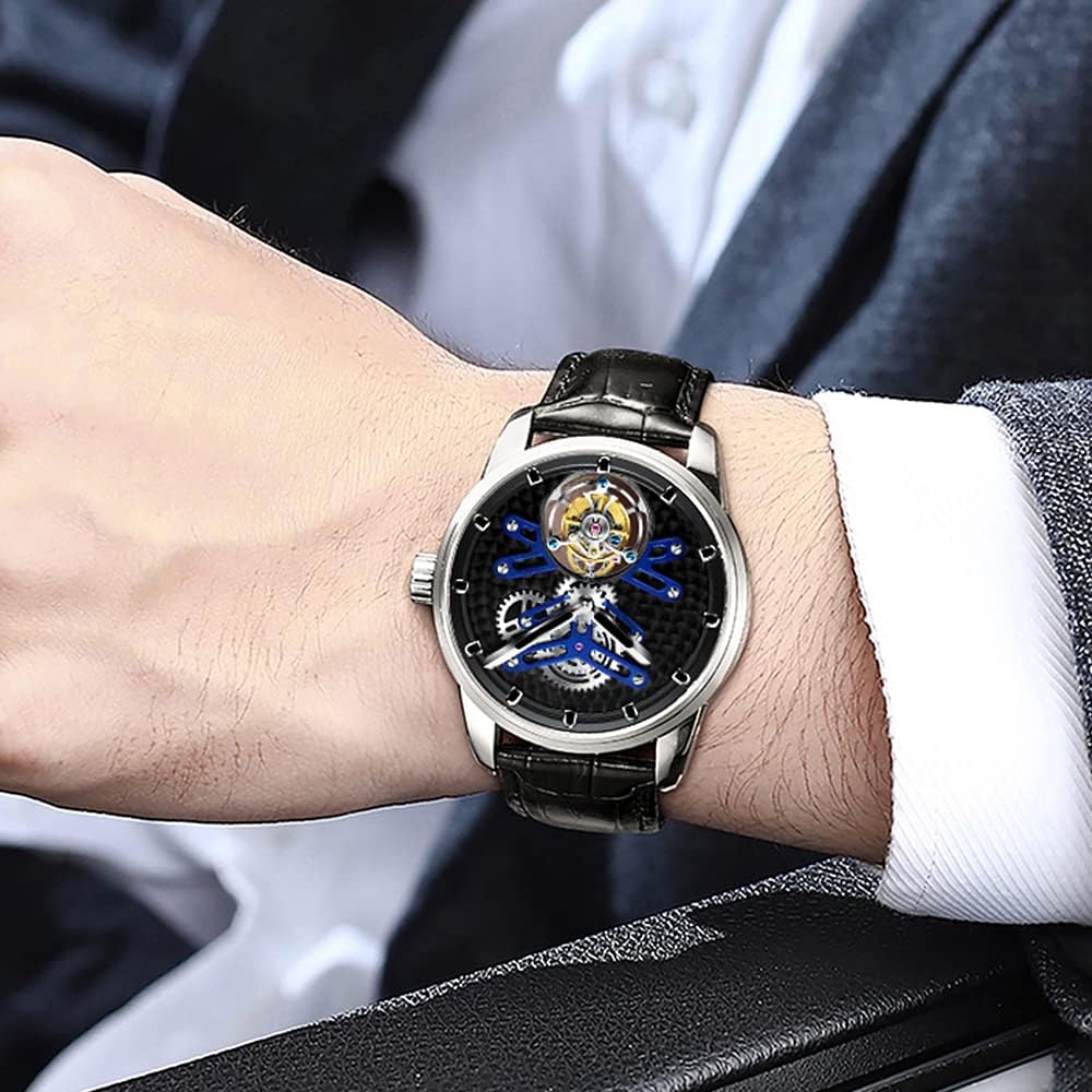 AESOP Flying Tourbillon Watches for Men Luxury Mechanical Hand Wind Wrist Watch Analog Stainless Steel Sapphire Crystal Waterproof Business Casual Mens Watch 7029