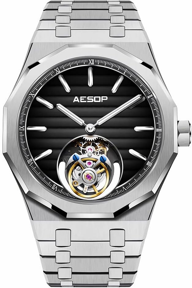 AESOP Men Tourbillon Watches Flying Tourbillon Hand Wind Movement Men Wristwatches Luminous Sapphire Crystal Waterproof Luxury Business Watch for Men 7057