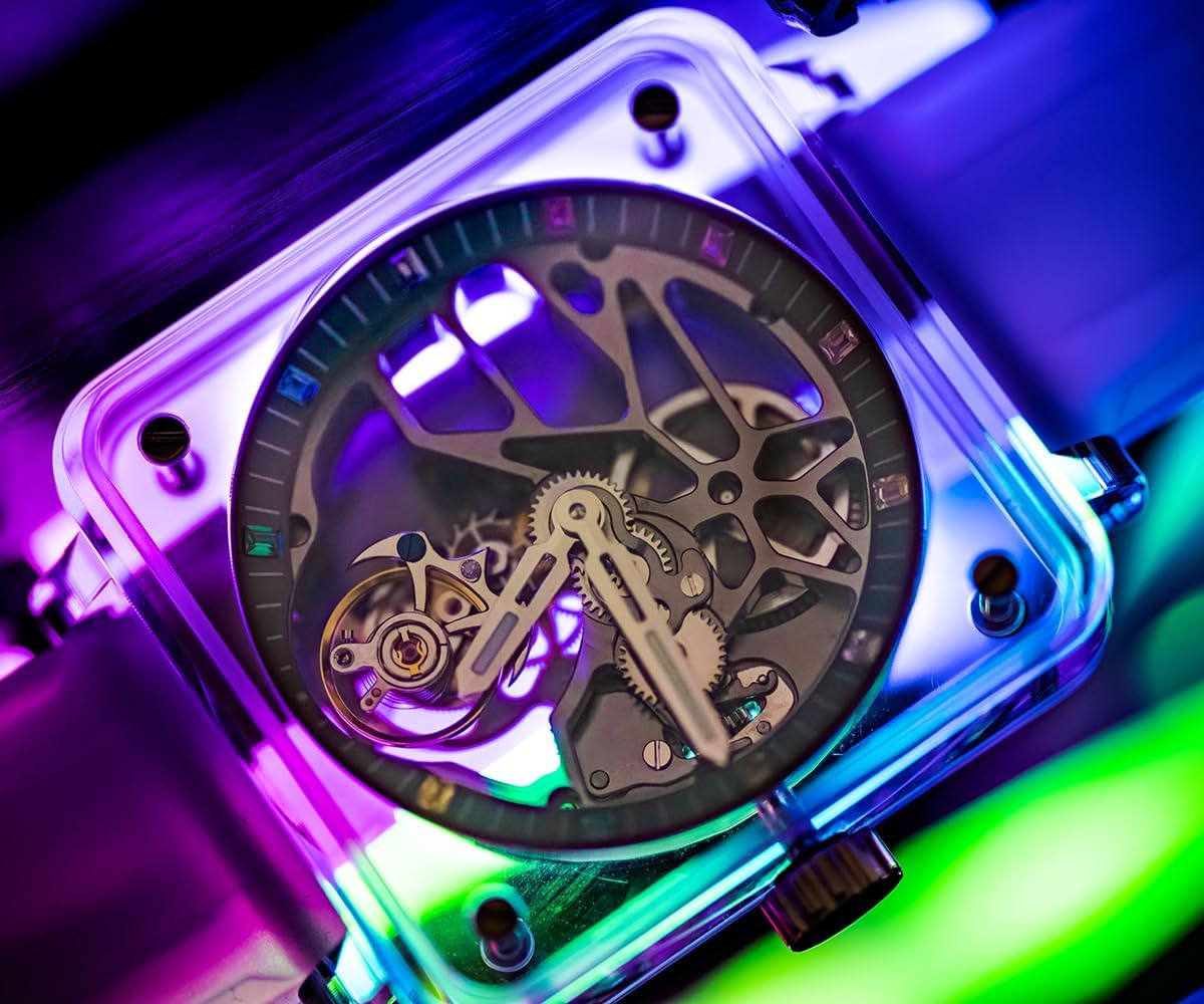 AESOP Transparent Tourbillon Men Watches Skeleton Crystal Case Hour Mark Tourbillon Movement Mechanical Hand Wind Wristwatches Sapphire Mirror Waterproof Luminous Luxury Dress Watch 7058