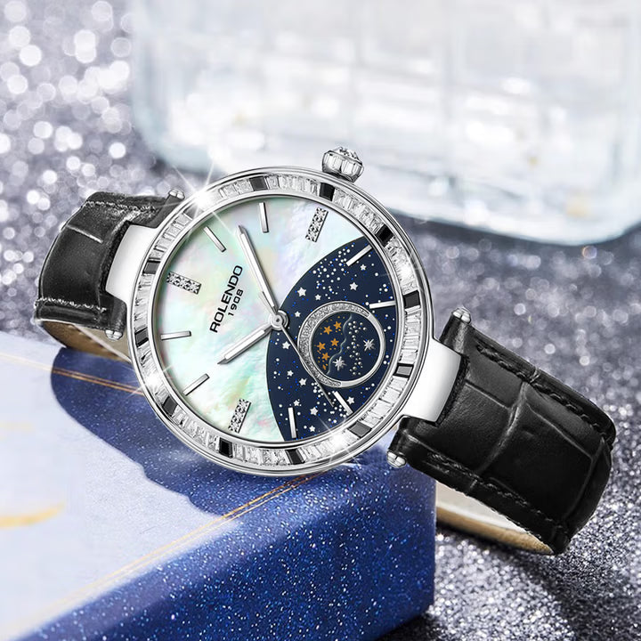 ROLENDO Women's Watch | CounterROLENDO Version Authentic Mechanical Watch | Starry Sky Mica Dial | Light Luxury Premium Design | Best-Selling Gift Recommendation RL7025