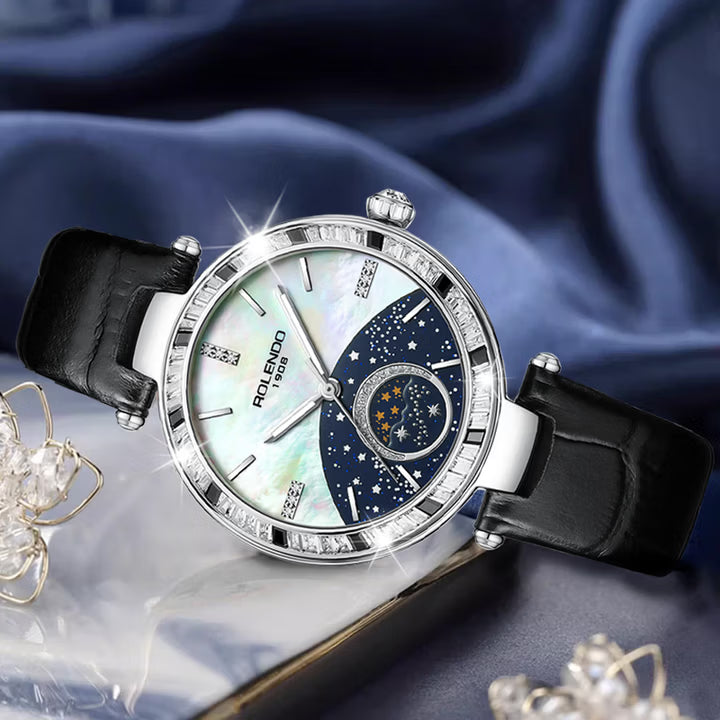 ROLENDO Women's Watch | CounterROLENDO Version Authentic Mechanical Watch | Starry Sky Mica Dial | Light Luxury Premium Design | Best-Selling Gift Recommendation RL7025