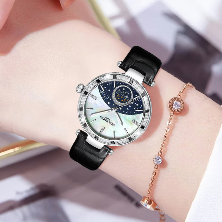 ROLENDO Women's Watch | CounterROLENDO Version Authentic Mechanical Watch | Starry Sky Mica Dial | Light Luxury Premium Design | Best-Selling Gift Recommendation RL7025